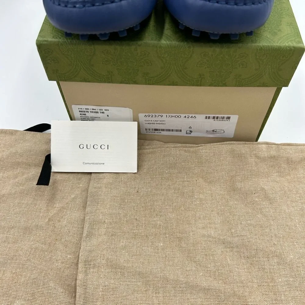Men’s Gucci interlocking GG Leather driver loafers size 6 fits 6.5US made Italy